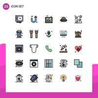 Set of 25 Modern UI Icons Symbols Signs for pills straw hat frame hat beach Editable Vector Design Elements