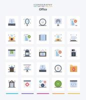 Creative Office 25 Flat icon pack  Such As signal. office. reflection. desktop. secretary vector