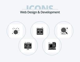 diseño y desarrollo web paquete de iconos de glifos 5 diseño de iconos. motor. video. codificación. jugador. ajustes vector