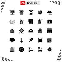 Solid Glyph Pack of 25 Universal Symbols of wind scince trade machine learning learning Editable Vector Design Elements