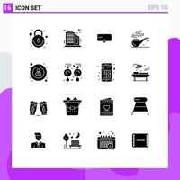 Set of 16 Modern UI Icons Symbols Signs for jewel earrings vehicle user interface Editable Vector Design Elements