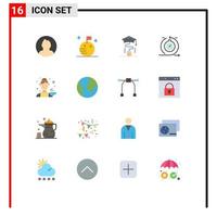 Modern Set of 16 Flat Colors and symbols such as cook iteration graduation fast cycle Editable Pack of Creative Vector Design Elements