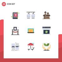 Editable Vector Line Pack of 9 Simple Flat Colors of desktop painting management museum art Editable Vector Design Elements