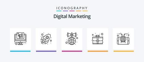 paquete de iconos de la línea 5 de marketing digital que incluye mensajes. altavoz. anunciar. correo de propaganda. campañas. diseño de iconos creativos vector