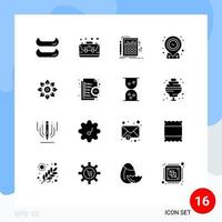 User Interface Pack of 16 Basic Solid Glyphs of decorate time audit targeting geo Editable Vector Design Elements