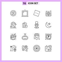 Set of 16 Commercial Outlines pack for paper document photo clipboard first Editable Vector Design Elements