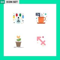 4 Flat Icon concept for Websites Mobile and Apps bulb game lights tea obstacle Editable Vector Design Elements