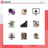 Set of 9 Modern UI Icons Symbols Signs for apartments nature star garden security Editable Vector Design Elements