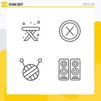 4 User Interface Line Pack of modern Signs and Symbols of camping cinema close no movie Editable Vector Design Elements