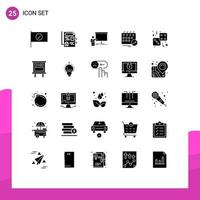 User Interface Pack of 25 Basic Solid Glyphs of casino arrow presentation schedule calendar Editable Vector Design Elements