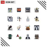 Set of 16 Modern UI Icons Symbols Signs for book text lock layout divide Editable Creative Vector Design Elements