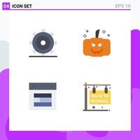 Modern Set of 4 Flat Icons and symbols such as basic site ui scary website Editable Vector Design Elements