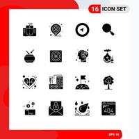 Solid Glyph Pack of 16 Universal Symbols of china drum map search look Editable Vector Design Elements
