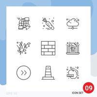 Outline Pack of 9 Universal Symbols of layout bricks layout technology spring nature Editable Vector Design Elements