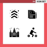 Pack of 4 Modern Solid Glyphs Signs and Symbols for Web Print Media such as arrow building direction document canada Editable Vector Design Elements