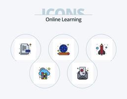 Online Learning Line Filled Icon Pack 5 Icon Design. answers. search. badge. online. pass vector