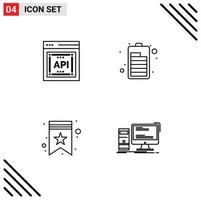 paquete de iconos de vector de stock de 4 signos y símbolos de línea para elementos de diseño de vector editables de computadora eléctrica de software api star