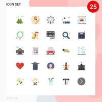 paquete de 25 signos y símbolos modernos de colores planos para medios de impresión web, como elementos de diseño de vectores editables de investigación electrónica de caja de hardware ambiental