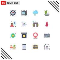 Pictogram Set of 16 Simple Flat Colors of feminism condiment promotion coffee technology Editable Pack of Creative Vector Design Elements