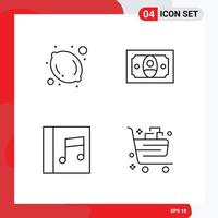 User Interface Pack of 4 Basic Filledline Flat Colors of fruit basket cash album cart Editable Vector Design Elements