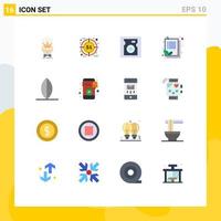 Universal Icon Symbols Group of 16 Modern Flat Colors of surf leaf target list check list Editable Pack of Creative Vector Design Elements