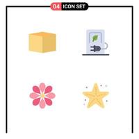 paquete de 4 iconos planos creativos de estaciones de automóviles de decoración de cajas elementos de diseño de vectores editables de flores