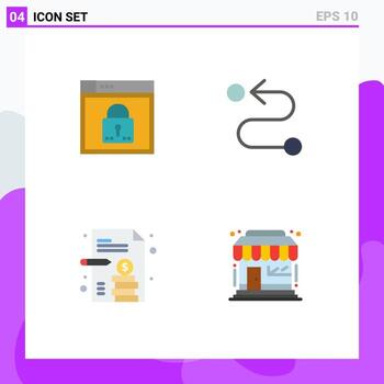 User Interface Pack of 4 Basic Flat Icons of login business layout destination business report Editable Vector Design Elements