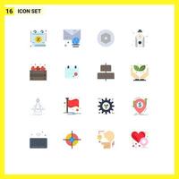 Universal Icon Symbols Group of 16 Modern Flat Colors of apples protein message health diet Editable Pack of Creative Vector Design Elements