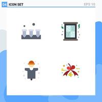 Pictogram Set of 4 Simple Flat Icons of screw farming hardware window man Editable Vector Design Elements