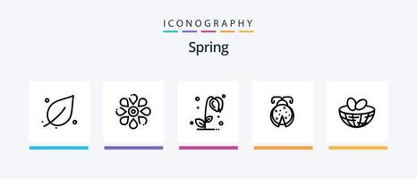 Spring Line 5 Icon Pack Including growth. nature. anemone. floral. flower. Creative Icons Design vector