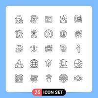 Universal Icon Symbols Group of 25 Modern Lines of game space spy planet education Editable Vector Design Elements