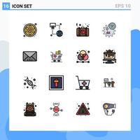 Set of 16 Modern UI Icons Symbols Signs for message process briefcase management business Editable Creative Vector Design Elements