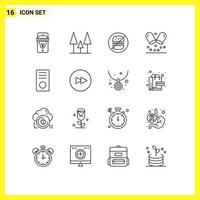 Pictogram Set of 16 Simple Outlines of hardware devices healthcare desktop medical Editable Vector Design Elements