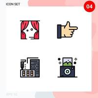 Set of 4 Modern UI Icons Symbols Signs for entertainment fabrication usa vote camera Editable Vector Design Elements