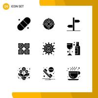 Pictogram Set of 9 Simple Solid Glyphs of maintenance development tool logistic education learning Editable Vector Design Elements