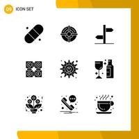 Pictogram Set of 9 Simple Solid Glyphs of maintenance development tool logistic education learning Editable Vector Design Elements