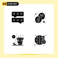 Group of 4 Solid Glyphs Signs and Symbols for bubble shelf chat text pollution Editable Vector Design Elements