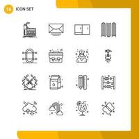 Set of 16 Vector Outlines on Grid for game files global education home appliances Editable Vector Design Elements