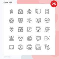 25 User Interface Line Pack of modern Signs and Symbols of lover mobile line worker app security Editable Vector Design Elements