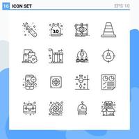 16 Creative Icons Modern Signs and Symbols of industry tool design construction visual Editable Vector Design Elements