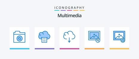 paquete de iconos multimedia blue 5 que incluye . descargar. foto. nube. diseño de iconos creativos vector