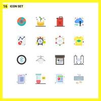 grupo de 16 signos y símbolos de colores planos para el crecimiento empresarial crecimiento de combustible paquete editable de elementos creativos de diseño de vectores