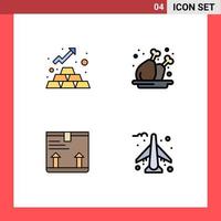 Filledline Flat Color Pack of 4 Universal Symbols of finance box asset meat up Editable Vector Design Elements