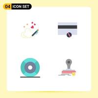 Group of 4 Flat Icons Signs and Symbols for pen help wedding payments ux Editable Vector Design Elements