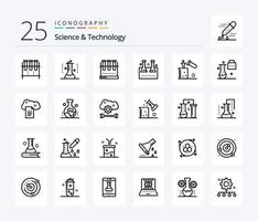 Science And Technology 25 Line icon pack including file storage. cloud reporting. test tube. science portfolio. science education vector