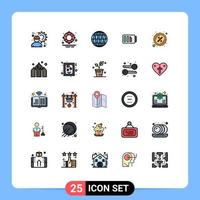 Universal Icon Symbols Group of 25 Modern Filled line Flat Colors of discount badge global simple battery Editable Vector Design Elements