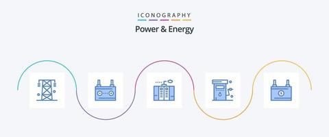 paquete de iconos power and energy blue 5 que incluye gasolina. energía. electricidad. poder. energía vector