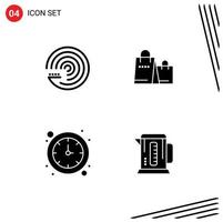 Universal Icon Symbols Group of 4 Modern Solid Glyphs of forecasting time scince shopping boiler Editable Vector Design Elements