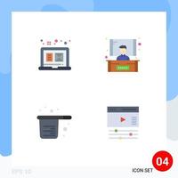 Set of 4 Commercial Flat Icons pack for design cooking graphic design seminar measuring Editable Vector Design Elements