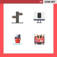 4 Thematic Vector Flat Icons and Editable Symbols of address ship signal tv elearning Editable Vector Design Elements